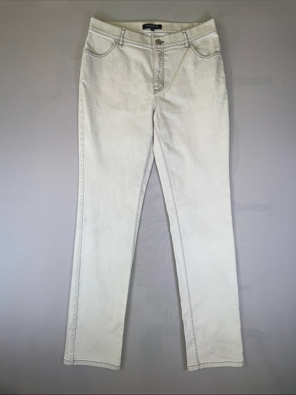 Lafayette 148 New York Light Gray Straight Leg Jeans Size 2